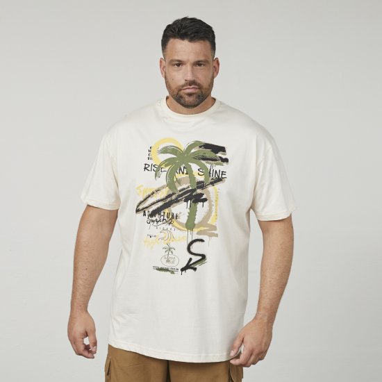 North Latitude 61360 Palm Printed T-Shirt Off White - Bedruckte T-shirts für herren - Bedruckte T-Shirts für Herren