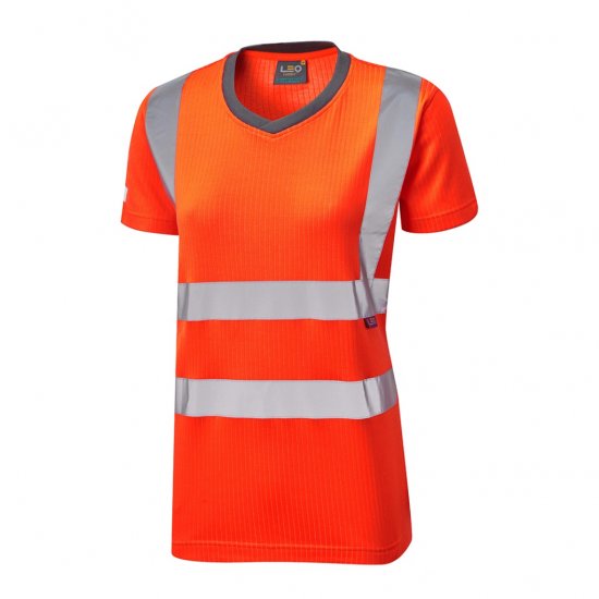 Leo Belstone EcoViz Comfort Women's T-Shirt Orange - Arbeitskleidung - Damen Workwear in großen Größen