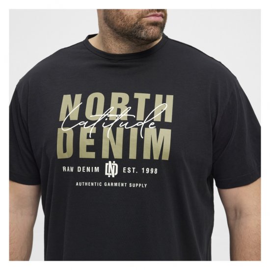 North Latitude Denim Printed Logo T-Shirt Black - Herren-T-shirts - Herren-T-Shirts in großen Größen
