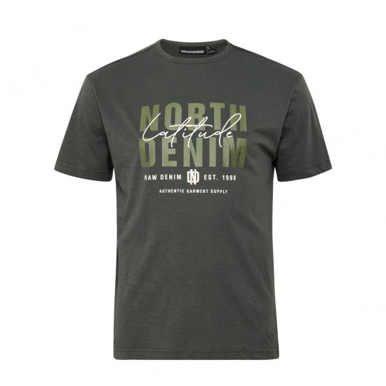 North Latitude Denim Printed Logo T-Shirt Dark Dust Green - Herren-T-shirts - Herren-T-Shirts in großen Größen