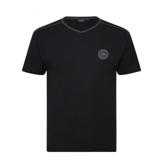 North Latitude Pyjama T-Shirt V-Neck Short Sleeve Black - Pyjama/Loungewear - Schlafanzüge/Pyjama für Herren in Übergröße