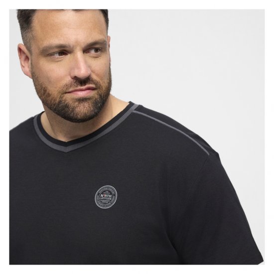 North Latitude Pyjama T-Shirt V-Neck Short Sleeve Black - Pyjama/Loungewear - Schlafanzüge/Pyjama für Herren in Übergröße