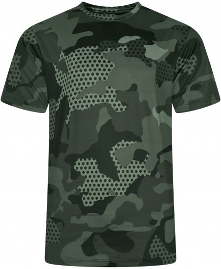 Kam Jeans AP016 Camo Technical T-Shirt Charcoal - Bedruckte T-shirts für herren - Bedruckte T-Shirts für Herren