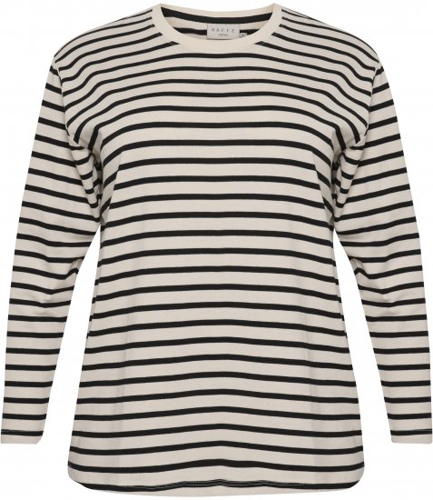 Kaffe Curve Winni Langarm T-Shirt Antikweiß/Schwarz Streifen - T-Shirts - 