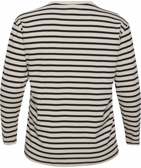Kaffe Curve Winni Langarm T-Shirt Antikweiß/Schwarz Streifen - T-Shirts - 