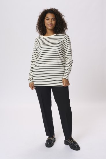 Kaffe Curve Winni Langarm T-Shirt Antikweiß/Schwarz Streifen - T-Shirts - 