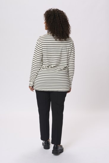 Kaffe Curve Winni Langarm T-Shirt Antikweiß/Schwarz Streifen - T-Shirts - 