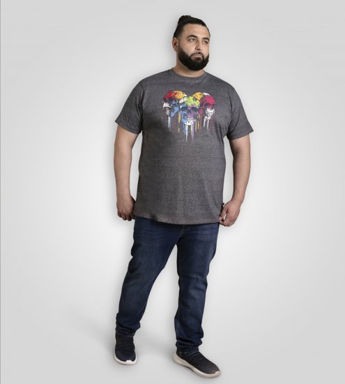 D555 Coalville T-Shirt Skulls with Colored Drips Navy Twist - Herren-T-shirts - Herren-T-Shirts in großen Größen