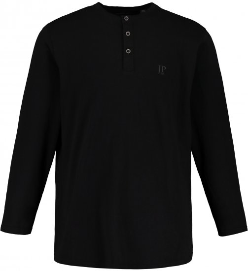 JP1880 Henley T-Shirt Long Sleeve Black TALL - HERRENBEKLEIDUNG MT-6XLT - Langgrößen für Herren