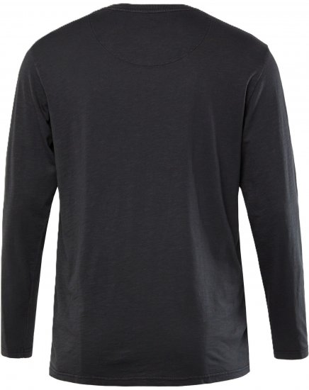 JP1880 T-Shirt Henley Long Sleeve Black TALL - HERRENBEKLEIDUNG MT-6XLT - Langgrößen für Herren