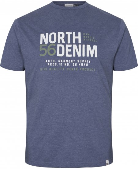 North Latitude Denim Printed T-Shirt Blue Melange TALL - TALL T-shirts - T-Shirts Überlänge Herren