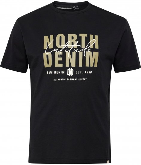 North Latitude Denim Printed Logo T-Shirt Black TALL - TALL T-shirts - T-Shirts Überlänge Herren