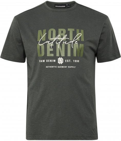 North Latitude Denim Printed Logo T-Shirt Dark Green TALL - TALL T-shirts - T-Shirts Überlänge Herren