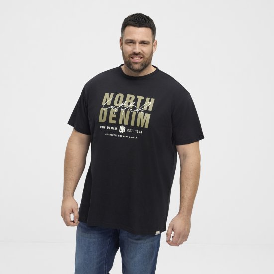North Latitude Denim Printed Logo T-Shirt Black TALL - TALL T-shirts - T-Shirts Überlänge Herren