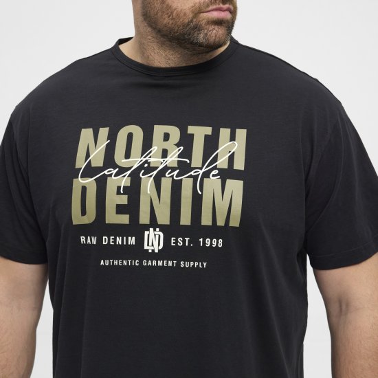 North Latitude Denim Printed Logo T-Shirt Black TALL - TALL T-shirts - T-Shirts Überlänge Herren