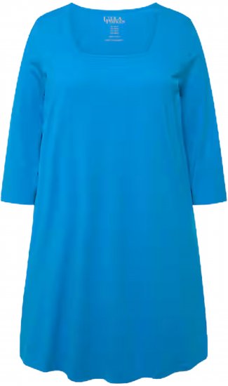 Ulla Popken Square Neckline Knit Swing A-line Pocket Tunic Light Azure - T-Shirts - T-Shirts für Damen