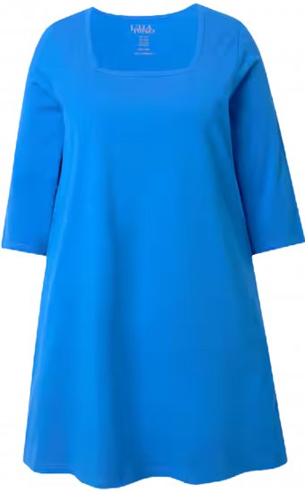 Ulla Popken Square Neckline Knit Swing A-line Pocket Tunic Lapis Blue - T-Shirts - T-Shirts für Damen