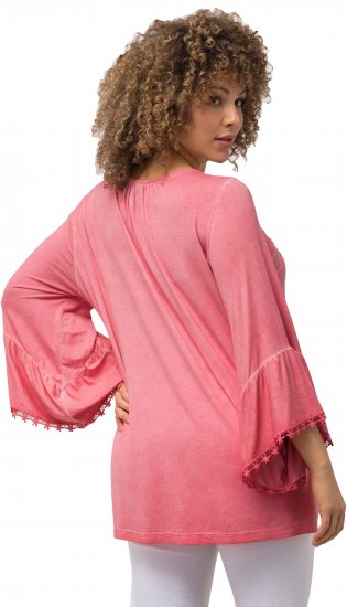 Ulla Popken Trumpet Sleeve Cold Dyed Tee Dark Pink - Bedruckte T-shirts für herren - 
