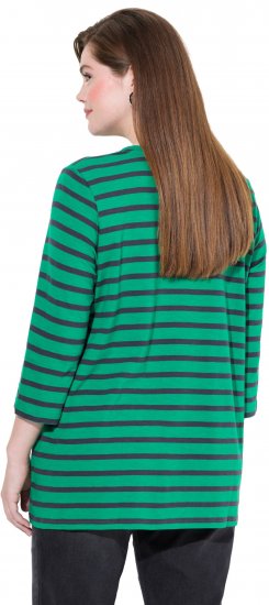 Ulla Popken Striped 3/4 Sleeve A-Line Tee Moss Green - T-Shirts - T-Shirts für Damen
