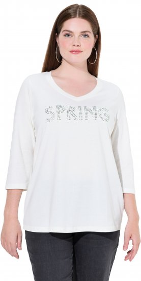 Ulla Popken SPRING Studded 3/4 Sleeve Tee Off-White - T-Shirts - 