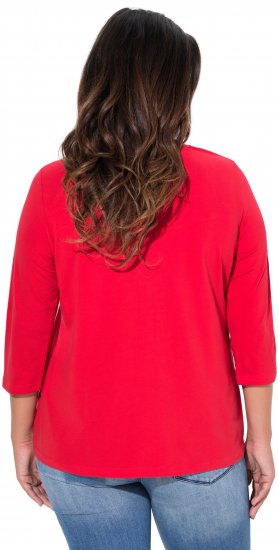 Ulla Popken Floral Graphic V-Neck Tee Lychee - Bedruckte T-shirts für herren - Bedruckte Damen-T-Shirts