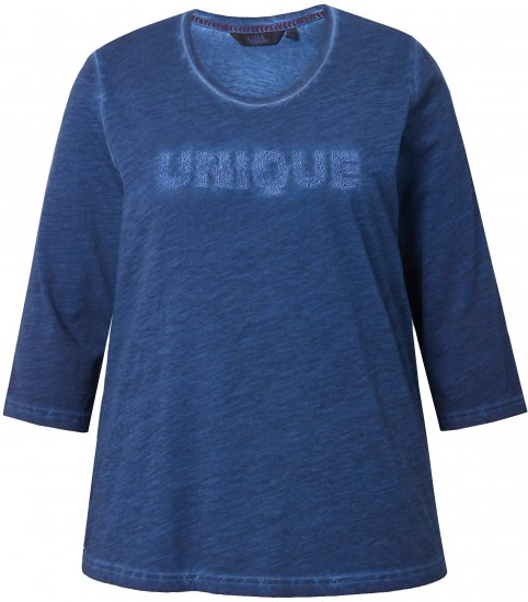 Ulla Popken UNIQUE Embroidered 3/4 Sleeve Tee Ink Blue - T-Shirts - T-Shirts für Damen
