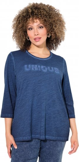 Ulla Popken UNIQUE Embroidered 3/4 Sleeve Tee Ink Blue - T-Shirts - T-Shirts für Damen