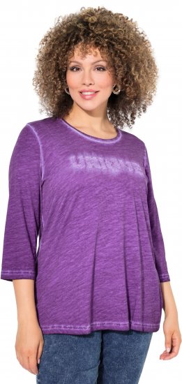 Ulla Popken UNIQUE Embroidered 3/4 Sleeve Tee Purple - T-Shirts - T-Shirts für Damen