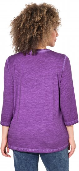 Ulla Popken UNIQUE Embroidered 3/4 Sleeve Tee Purple - T-Shirts - T-Shirts für Damen