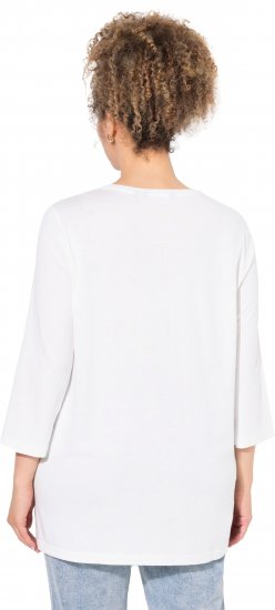 Ulla Popken Casual Mood Floral V-Neck Tee Off-White - T-Shirts - 