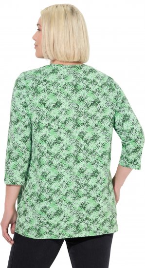 Ulla Popken Graphic Flower A-Line 3/4 Sleeve Tee Apple Green - T-Shirts - T-Shirts für Damen