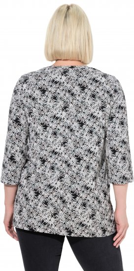 Ulla Popken Graphic Flower A-Line 3/4 Sleeve Tee Soft Light Blue - T-Shirts - T-Shirts für Damen