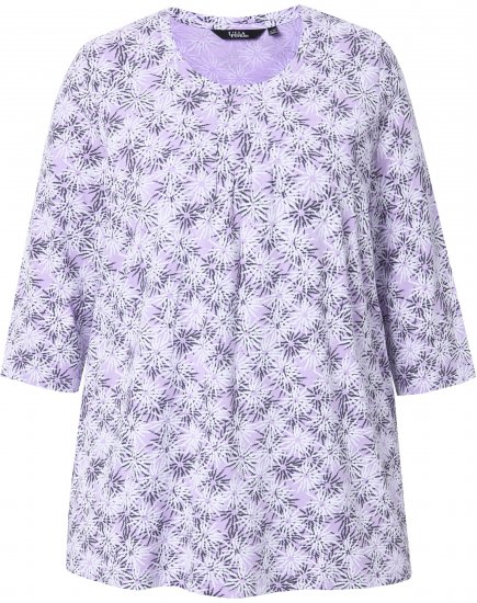 Ulla Popken Graphic Flower A-Line 3/4 Sleeve Tee Lavender - T-Shirts - T-Shirts für Damen