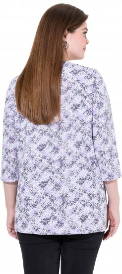 Ulla Popken Graphic Flower A-Line 3/4 Sleeve Tee Lavender - T-Shirts - T-Shirts für Damen
