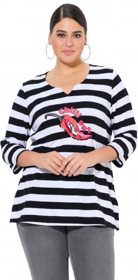 Ulla Popken Chilli Pepper Sequined 3/4 Sleeve Graphic Tee Black - T-Shirts - 