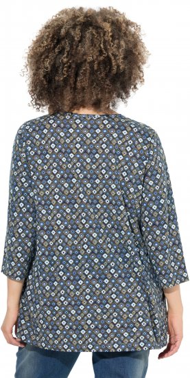 Ulla Popken Graphic Print Pleated 3/4 Sleeve Tee Atlantic Blue - T-Shirts - T-Shirts für Damen