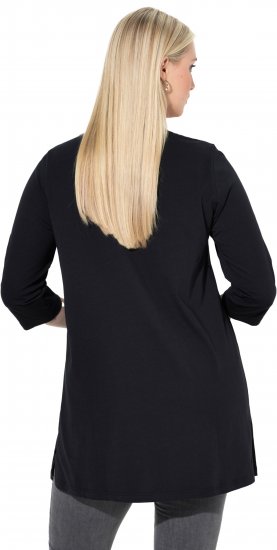 Ulla Popken Ho Ho Ho 3/4 Sleeve Graphic Tunic Tee Black - T-Shirts - T-Shirts für Damen