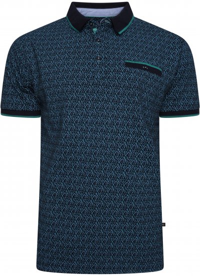 Kam Jeans 5527 AOP Pique Polo with Tipping on Collar/Cuffs Navy - Polo-shirts für herren - Polo-Shirts für Herren in großen Größen