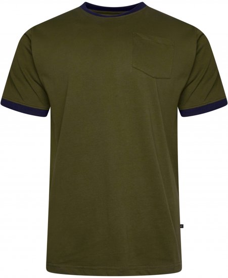 Kam Jeans 5781 Ringer Tee with Shoulder Tape Dark Olive - Herren-T-shirts - Herren-T-Shirts in großen Größen