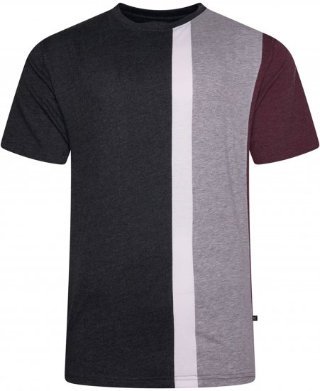 Kam Jeans 5782 Cut and Saw Vertical Stripe Tee Charcoal - Herren-T-shirts - Herren-T-Shirts in großen Größen