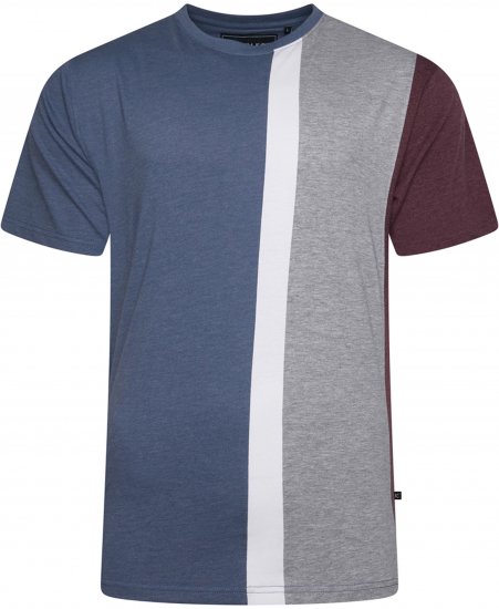 Kam Jeans 5782 Cut and Saw Vertical Stripe Tee Indigo - Herren-T-shirts - Herren-T-Shirts in großen Größen