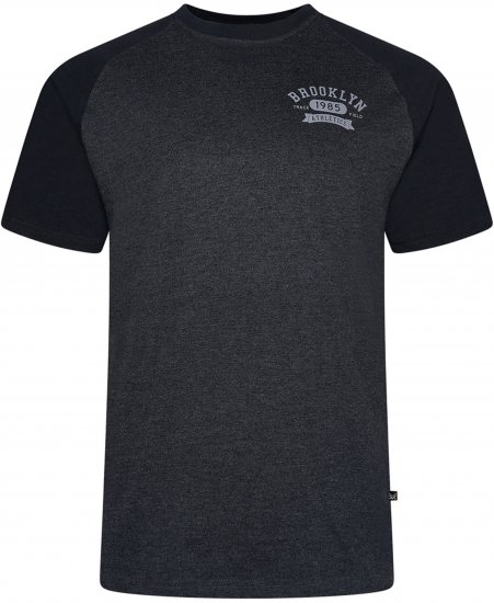 Kam Jeans 5783 Raglan Tee with Brooklyn Chest Print Black - Herren-T-shirts - Herren-T-Shirts in großen Größen