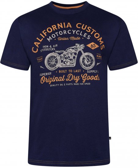 Kam Jeans 5787 California Customs Print Tee Navy - Herren-T-shirts - Herren-T-Shirts in großen Größen