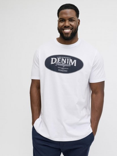 Jack & Jones Dover Denim O-Neck T-Shirt White - Herren-T-shirts - Herren-T-Shirts in großen Größen
