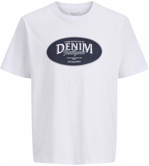 Jack & Jones Dover Denim O-Neck T-Shirt White - Herren-T-shirts - Herren-T-Shirts in großen Größen
