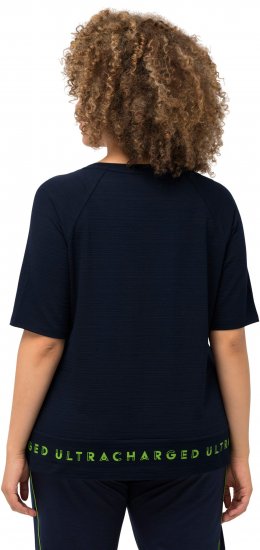 Ulla Popken Classic Fit Half-Sleeve Crew Neck T-shirt With Hem Inscription Navy Blue - Bedruckte T-shirts für herren - 