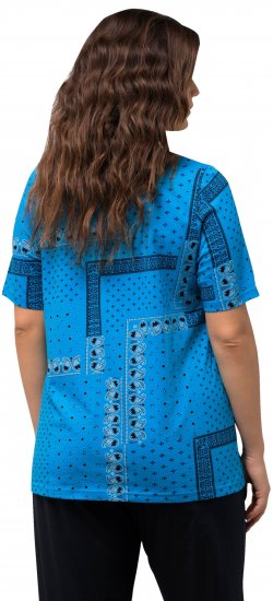 Ulla Popken Paisley A-Line Short Sleeve Tee Sapphire Blue - Bedruckte T-shirts für herren - 