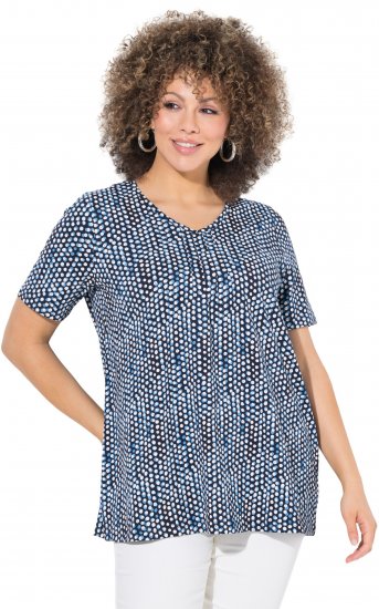 Ulla Popken So Many Dots Tee Navy Blue - Bedruckte T-shirts für herren - 