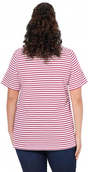 Ulla Popken Palm Tree Embroidered Tee Dark Raspberry - Bedruckte T-shirts für herren - 