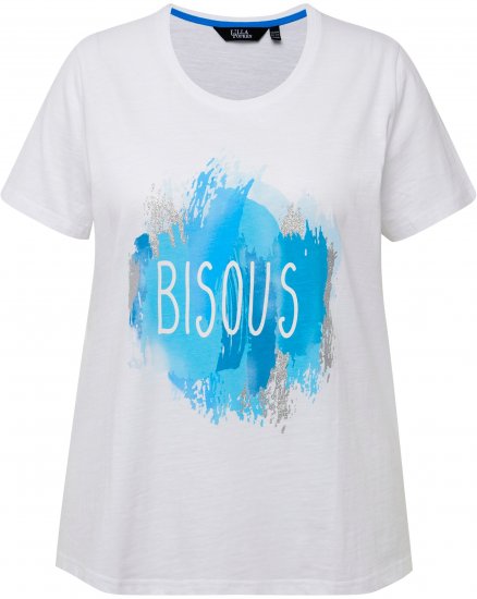 Ulla Popken BISOUS Short Sleeve Graphic Tee Snow White - Bedruckte T-shirts für herren - 